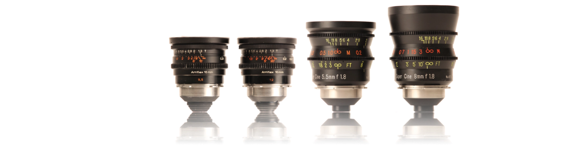 Zeiss 9.5mm and 12mm T1.3 | Optex 5.5mm and 8mm T2.8